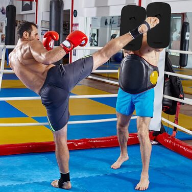 Ударна подушка для бойових мистецтв AQF кікбоксинг Муай Тай ударна вигнута подушка для рук фокус ММА бокс карате ударний щит UFC (Одиночний, матовий чорний)