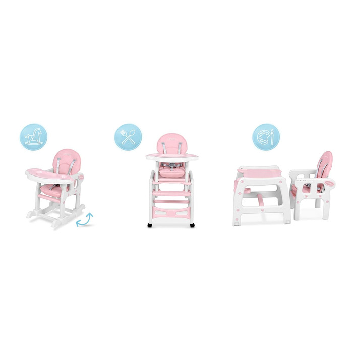 Дитячий стільчик Ricokids Sinco 5в1 - регульований, з функцією гойдання, рожевий