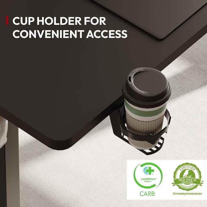 Регульований стіл Sanodesk 110x54 см - компактний стоячий стіл з аксесуарами, для маленьких приміщень, з антиколізійним захистом (білий). Також доступний розмір 140x60 см (чорний)