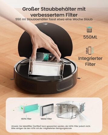 Робот-пилосос LEFANT M310: потужність 4500Pa, 180 хвилин роботи, 4 режими, Wi-Fi, керування через додаток та Alexa, для тварин та твердих підлог