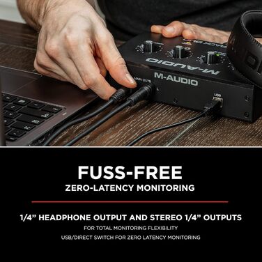 Аудіоінтерфейс M-AUDIO M-Track Duo USB для запису, стрімінгу та подкастингу (2 XLR/Line/DI входи, 48kHz, з програмним забезпеченням)
