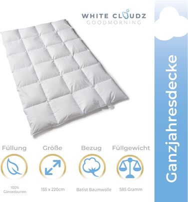 Ковдра White Cloudz Aspen Down 240x220 см, Warmth Class 4, 100 Гусячий Пух, Mako Cotton