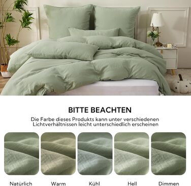 SOULFUL Комплект постільної білизни з мусліну 200x200, бавовна, 3 шт. (1x простирадло 200x200, 2x наволочки 80x80), Органічна білизна, колір лакричник, з блискавкою