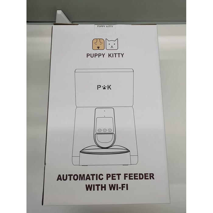 Автоматична годівниця для котів і собак PUPPY KITTY, торговий автомат для розумного корму для котів 2.4G WiFi з мискою з нержавіючої сталі для сухого корму, керування додатками, запис голосу, 1-10-разове харчування Pure Black