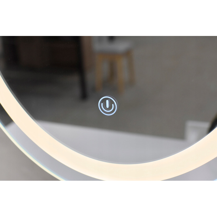 Косметичний столик з LED-дзеркалом, пуфом та 4 шухлядами, скандинавський стиль, білий