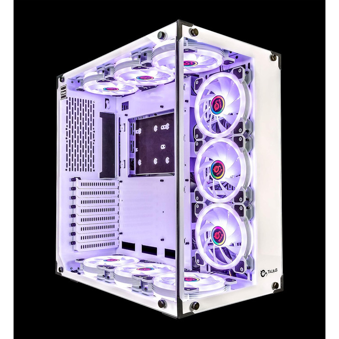 Ігровий корпус Talius Cronos Frost ATX з гартованим склом, ARGB вентиляторами Iris, білий колір