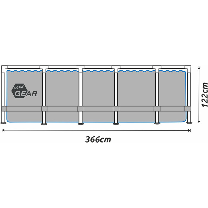 Ваш сімейний басейн GEAR Ø 366 x 122 см Басейн зі сталевим каркасом Садовий басейн Басейн зі сталевою трубою Басейн з плавальним басейном