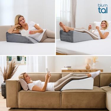 Ортопедична подушка для ніг Blumtal - регульована висота, проти набряків ніг, для дорослих, знімний чохол, білий/сірий