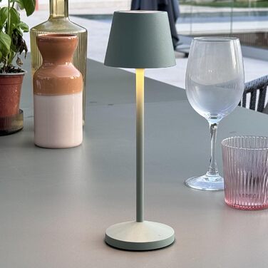 Lumisky EMILY: Бездрожний настільний світильник LED, тепле біле світло, регулювання яскравості, 25 см (Оливковий)