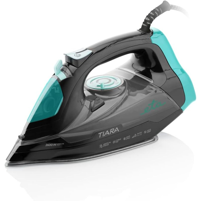 Праска ETA Tiara 2: 2600 Вт, підошва Eloxium, самоочищення, захист від накипу, автовимкнення