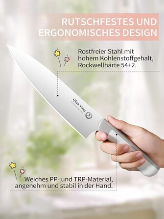 Набір кухонних ножів 14 предметів з бруском: кухонний набір, ніж для приготування їжі, подарунок для мами, білий