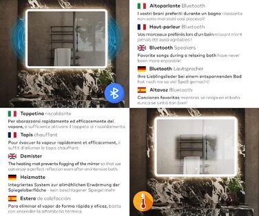 Дзеркало для ванної кімнати з підсвічуванням LED, 120x70 см, без рами, сучасний дизайн, на замовлення, Ambient Line