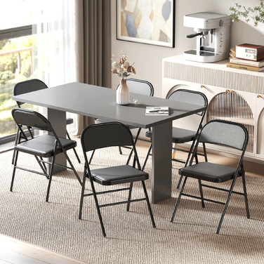 Набір з 2 складаних стільців, портативні офісні стільці, сталеві ніжки, складаний стілець для офісу, рецепції, зони очікування, штучна шкіра, чорний колір