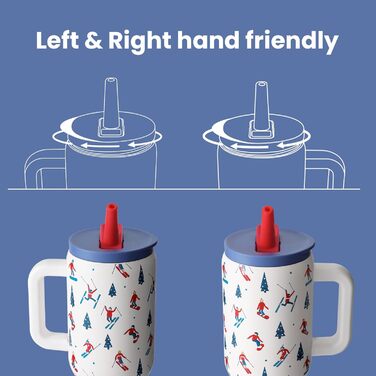 Термокружка-пляшка 900 мл з нержавіючої сталі з ручкою та трубочкою – BPA-free, з подвійними стінками, не протікає – для подорожей, офісу, університету, спорту та як подарунок. Підходить для катання на лижах.