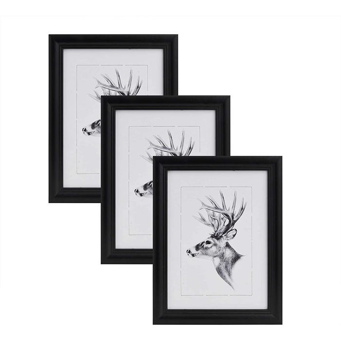 Набір з 3 фоторамок Artos Style дерев'яна рамка Фотогалерея скляна панель, (чорний, 18x24)