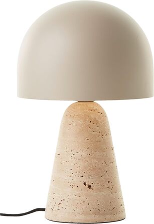 Настільна лампа Lightbox Mushroom, цоколь з травертину, E14, висота 31см, бежевий