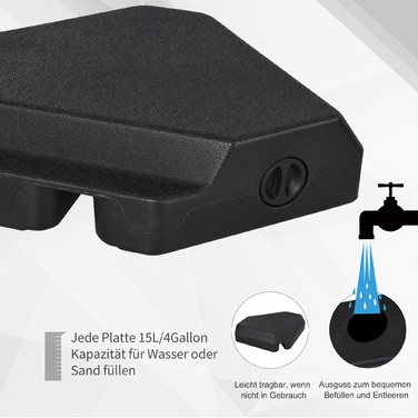 Підставка для парасольки HOMCOM HDPE чорний, стабільний тримач для парасольки для саду та патіо