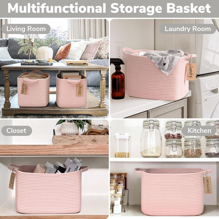 Кошики для зберігання TIMEYARD, набір 3 шт., рожеві, 33 x 25 x 22,5 см