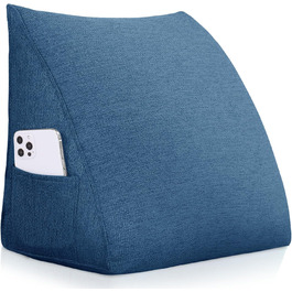 Підкова для читання Bettkeil, регульоване подушкове гніздо, трикутна подушка, подушка-підкова, подушка для попереку, шиї, спини з знімним льняним чохлом (жовтий (синій, 45см)) Підкова для читання Bettkeil, регульоване подушкове гніздо, трикутна подушка, подушка-підкова, подушка для попереку, шиї, спини з знімним льняним чохлом (жовтий (синій, 45см))