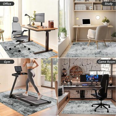 Килимок під стілець для твердої підлоги: захист від подряпин, антиковзання, 120x150 см, чорно-сірий