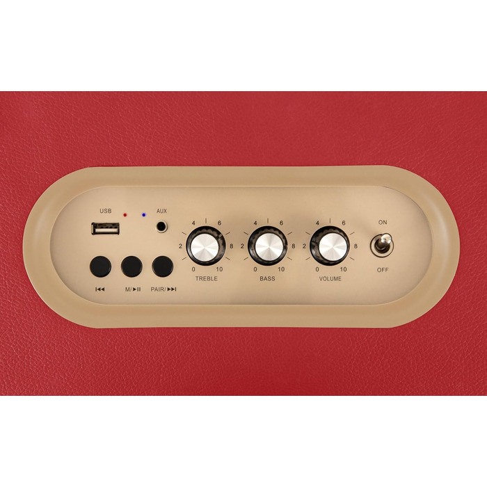 Ретро Bluetooth колонка Bennett & Ross BB-860RD Blackmore у шкіряній обробці, 2x30 Вт, USB MP3-плеєр, AUX, червона