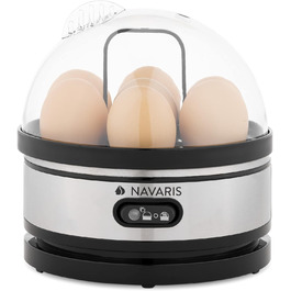 Яйцеварка Navaris 7 яєць з нержавіючої сталі - в т.ч. мірна чашка для води з яєчною паличкою - 400 Вт - яйцеварка на 1-7 яєць з функцією збереження тепла - чорна
