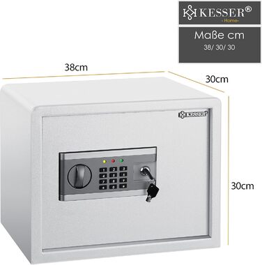 KESSER® Електронний сейф | 38x30x30 см | з батарейним відсіком | Вбудоване освітлення | Сейф для підлоги та стіни | Меблевий сейф | Сріблястий