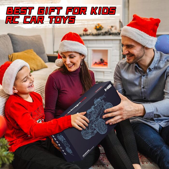 Радіокерований позашляховик Kolegend для хлопчиків, 2 акумулятори, 50 хв, масштаб 1:12, 25 км/год, 2.4 GHz, червоний