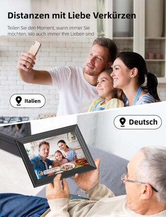 Цифровий фоторамка Frameo з Wi-Fi, 10.1 дюйма, 32GB, IPS сенсорний екран, HD 1280x800, автоматичне обертання, для фото та відео