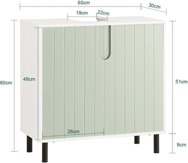 Підставка під раковину SoBuy 60 см, шафка для ванної кімнати з регульованою полицею, меблі для ванної кімнати, тумба під раковину 60x30x60 см, BZR139-GR