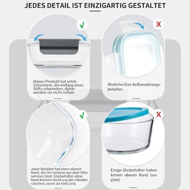 Набір контейнерів для зберігання продуктів Glas, 18 шт. (9 контейнерів, 9 кришок), безпечні для миття в посудомийній машині, мікрохвильовій печі та морозильній камері, з герметичним закриттям, без BPA, сірого кольору