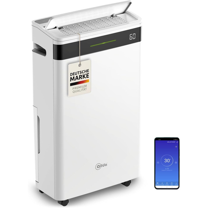 Електричний осушувач повітря AEF2000 - 20 л/день, до 30 м², тихий, з автовимкненням, гігростатом та сенсорним дисплеєм. Ідеально для спальні та ванної кімнати. З керуванням через додаток.