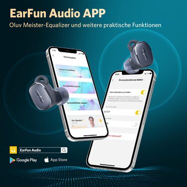 Навушники-вкладиші Bluetooth EarFun Free Pro 3, ANC, Hi-Res, aptX, акумулятор 33 год, бездротовий, еквалайзер (темно-синій)