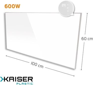 Інфрачервовий обігрівач KAISER® 450W з LCD-дисплеєм - панельний обігрівач для дому, офісу та ванної кімнати. Можливість монтажу на стіну/стелю або мобільне використання. Енергозберігаючий електрообігрівач з термостатом та пультом дистанційного керування.