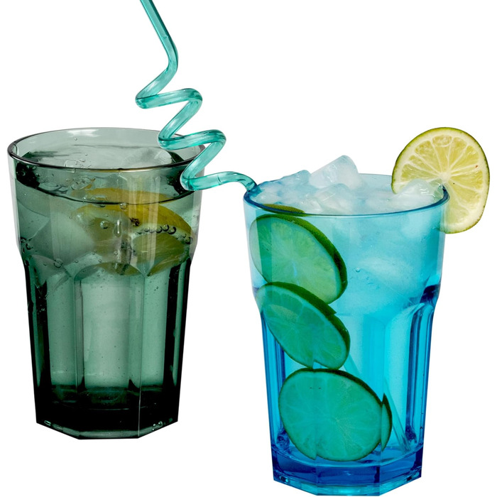 Набір посуду Melamin Adria Blue для 2 особи: 8 частин (склянки 400мл, керамічний вигляд, для кемпінгу, пікніків, посудомийна машина)