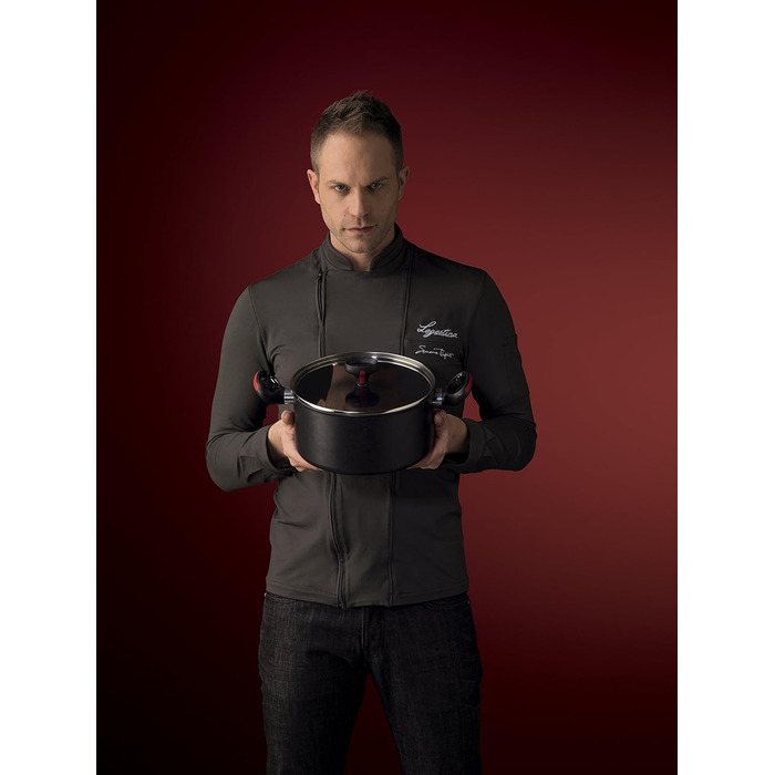 Каструля Lagostina Linea Rossa, індукційна, з двома ручками, Ø 24 см, алюміній, з кришкою, для плити та духовки, чорна