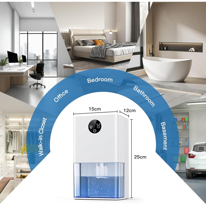 Електричний осушувач повітря для підвалу та квартири 1800 мл з таймером, нічним світлом та автоматичним відтаванням. Тиха робота, 7 кольорів.