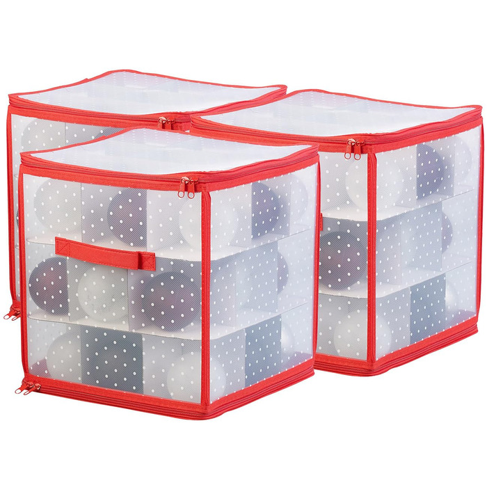 Коробка для прикрас на Новий рік Infactory: набір 3 шт. для зберігання 27 новорічних кулі до 10 см, з ручкою