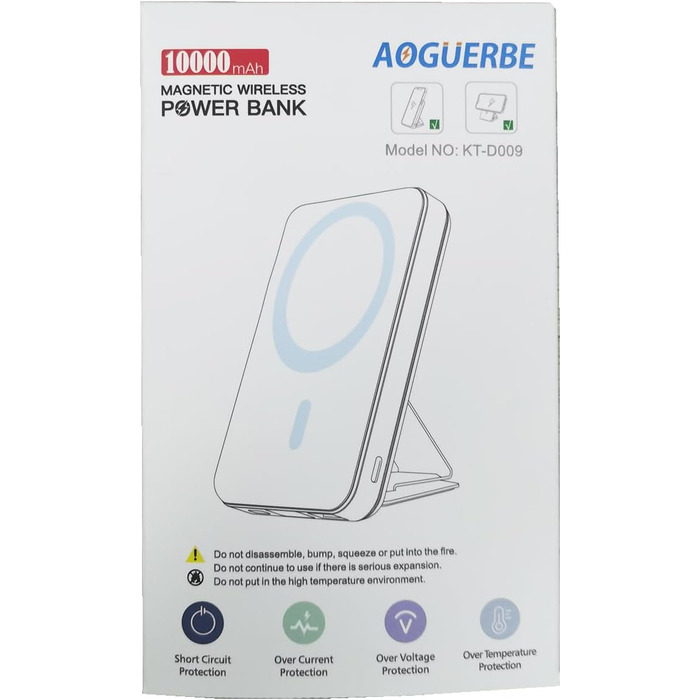Складаний магнітний блок живлення AOGUERBE 10000 мАг, швидка зарядка 22,5 Вт, світлодіодний дисплей, сумісність з MagSafe