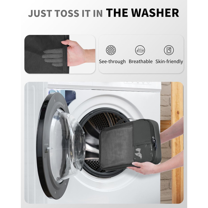 Набір органайзерів для валізи ECOHUB, 6 предметів, дорожні компресійні сумки з ID-тегами з перероблених матеріалів, дихаючі органайзери для подорожей та рюкзака, темно-сірі