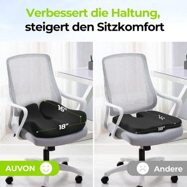 Ортопедична подушка для сидіння AUVON Kontur: для спини, куприка, ішіасу. Ергономічна подушка для офісу, авто, дому. З піною з пам'яті високої щільності.
