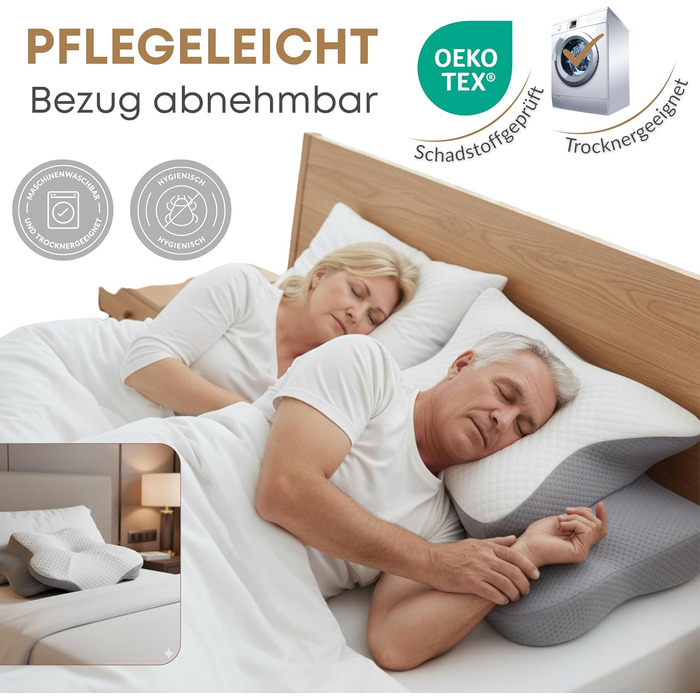 Ортопедична подушка для шиї Sei Design з Memory Foam - для спини та боку, Oeko-Tex®, Lyocell, охолоджуючий чохол