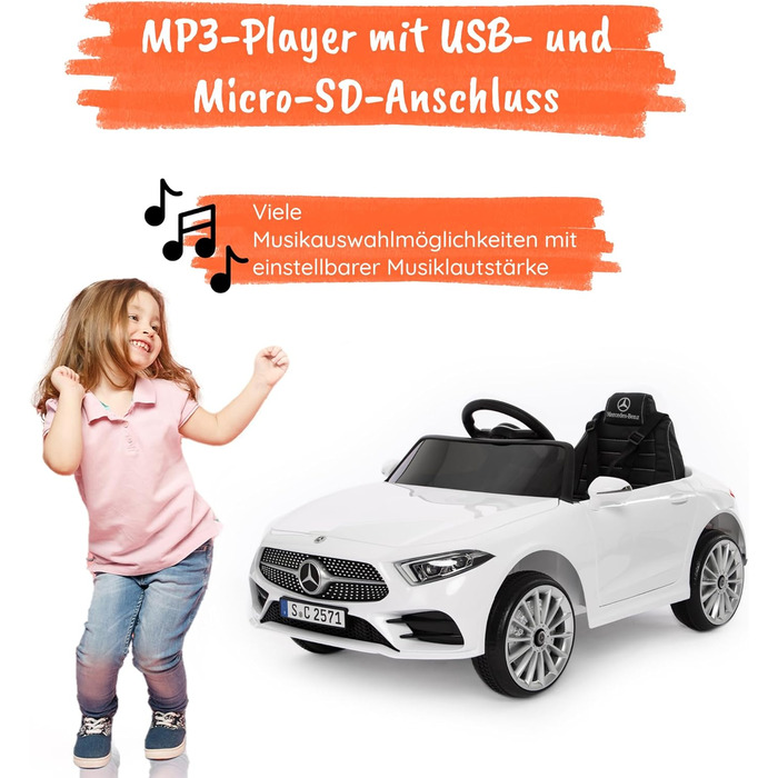 Дитячий електромобіль Mercedes CLS 350 AMG, ліцензія, 12V, шкіряні сидіння, пульт, MP3, білий