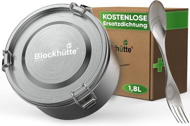 Преміум ланчбокс з нержавіючої сталі для дітей, 780 мл, з ложкою та 2 ущільнювачами, витримує температуру, для школи, миється в посудомийній машині (1800 мл, сріблястий)