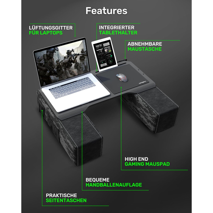 Couchmaster CYBOT: ергономічний столик для ноутбука на диван, софу та ліжко. Широкий столик для ноутбука та бездротових аксесуарів