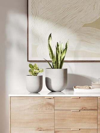 Керамічні горщики для квітів LE TAUCI, 20 см (сірий) з дренажним отвором