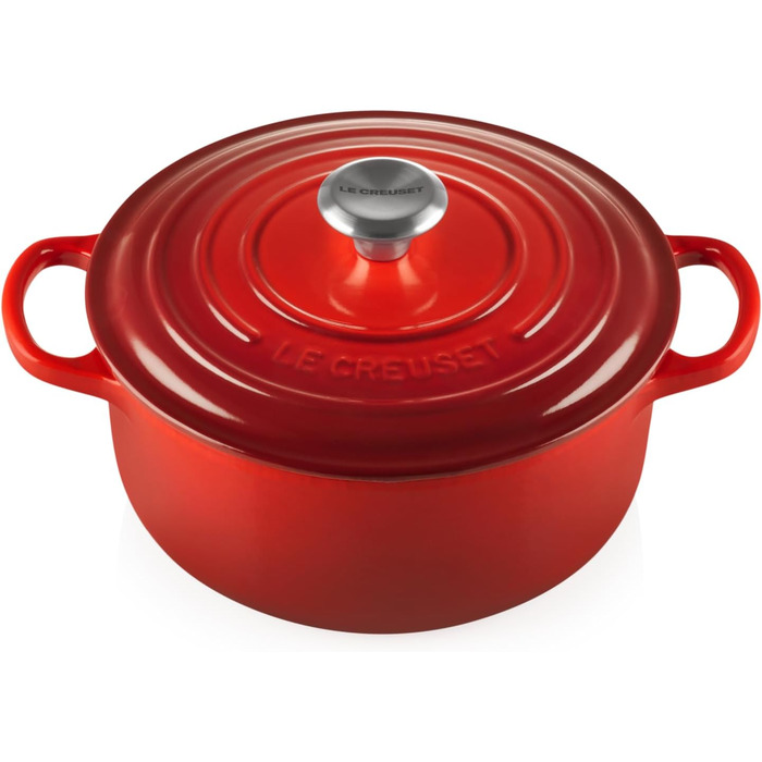Le Creuset Signature Казанок з чавуну з кришкою, 20 см, Ø 20 см, для всіх типів плит, включаючи індукцію, об'єм 2,4 л, колір Kirschrot (Вишня), 21177200602430 Coastal Blue