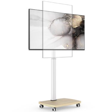 Підставка для телевізора мобільна з дерев'яною основою, поворотна, 19-42 дюйми, біла, до 20 кг, VESA 200x200 мм