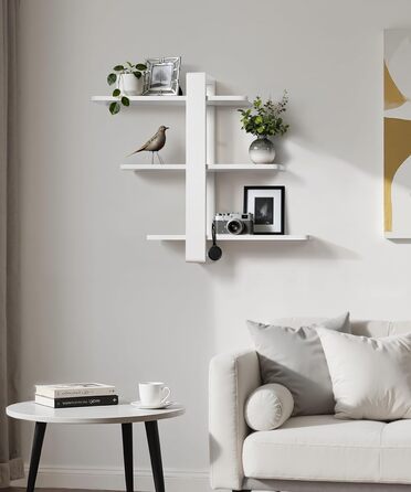 Полиця настінна дерев'яна SUMGAR, плаваючі полиці, 3-ярусна, біла 50x58 см для вітальні, спальні