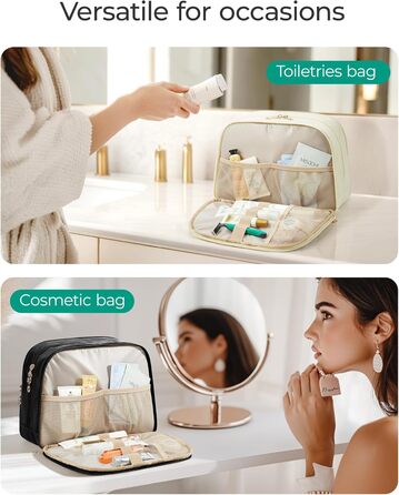 Сумка для косметики BAGSMART для жінок, велика дорожня косметичка, об'ємна косметична сумка, сумка для макіяжу та косметики з ручкою, чорна